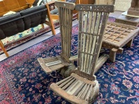 Pair of Antique Timber and Iron Birthing Chairs - 2