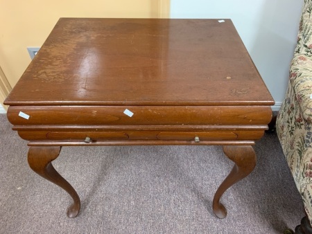 Vintage Red Cedar Lift Top Lined Cutlery Chest with 2 Small Drawers Under