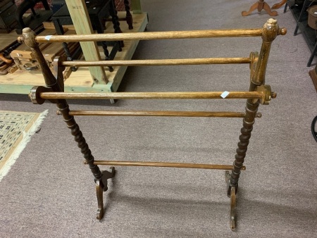 Laquered Timber Towel Rail with Barley Twist Stand