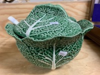 Large Bordallo Pinheiro Ceramic Cabbage Tureen with Ladle