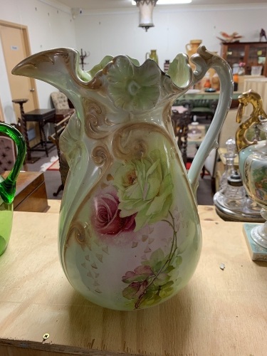 Antique Large Victorian Wash Jug with Roses