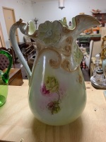 Antique Large Victorian Wash Jug with Roses - 2