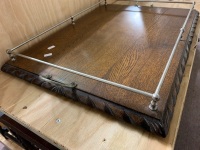 Large Vintage Oak Drinks Tray with Chromed Handles and Rails - 3