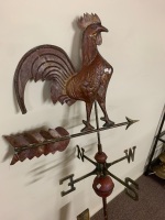 Brass, Iron and Copper Cockerel Weather Vane on Bracket