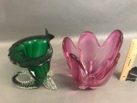 Vintage Green and Purple Vases - 2