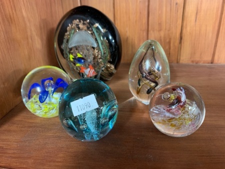 Lot of 5 Asstd Glass Paperweights