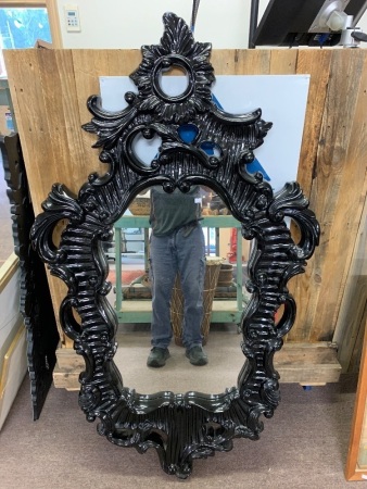 XLFrench Style Fancy Moulded Black Framed Mirror