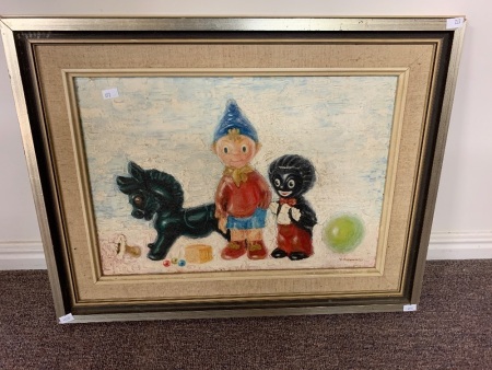 Framed Original Oil on Board Signed W.Humbert - Toys