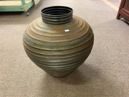 Floor Standing Ribbed Steel Vase