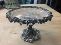 Woodland Design Nickel Silver and Etched Glass Tazza