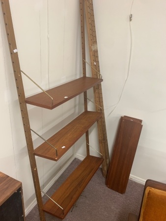 Mid Century 1960's Modular Poul Cadovius for Cado Danish Teak Wall Shelving System with Uprights, Metal Supports and Shelves