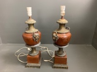 Timber and Brass Lamps - Face Motifs - 2