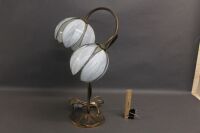 Double Headed Brass & Tulip Leadlight Lamp - 2