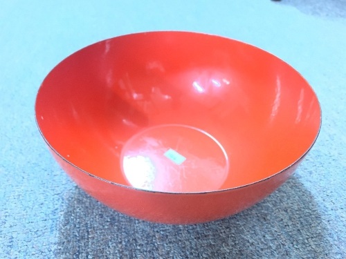 Mid Century Finel Finnish Red Enamel Bowl by Kaj Franck