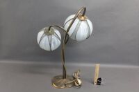 Double Headed Brass & Tulip Leadlight Lamp - 3