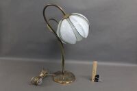 Double Headed Brass & Tulip Leadlight Lamp - 4