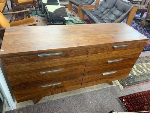 Contemporary Teak Six Drawer Sideboard