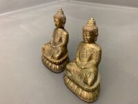 2 Vintage Brass Seated Buddha Figures - Both Marked Differently to Base - 2