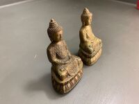 2 Vintage Brass Seated Buddha Figures - Both Marked Differently to Base - 3