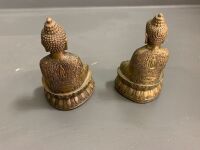 2 Vintage Brass Seated Buddha Figures - Both Marked Differently to Base - 4