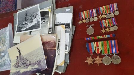 Collection of WW2 Medals + Asstd Royal Australian Navy Photos