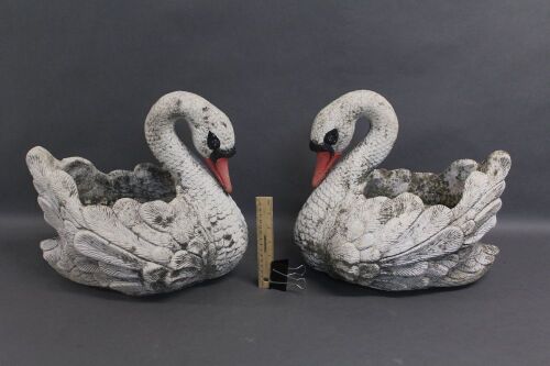 2 Concrete Swan Plant Pots