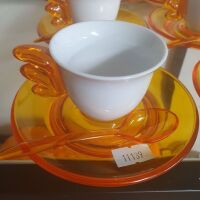 Set 6 Italian Omada Espresso Coffee Cup, Saucer and Spoon Set - 2