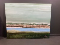 Large Original Acrylic on Canvas - "Coastal Inlet" signed Gail Affleck, Dated 06