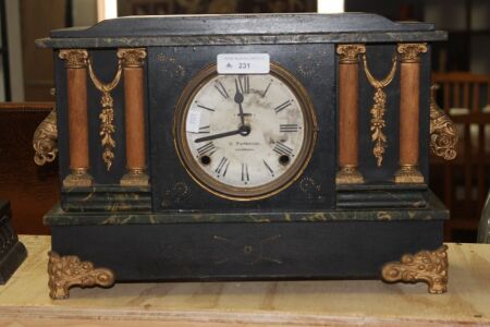 Faux Marble Timber USA Mantle Clock - Converted to Quartz Movement