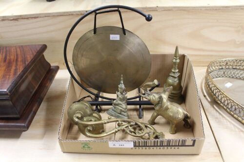 Asstd Lot of Asian Brassware inc. Gong, Elephant, Temple Bell Etc