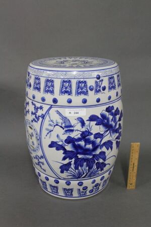 Chinese Blue and White Ceramic Tub Stool