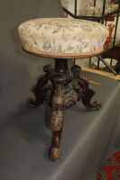 Antique Carved and Upholstered Revolving Piano Stool for Restoration - 2