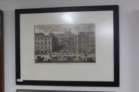 Large Framed Hand Coloured Italian Lithograph