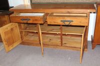 Large 2 Drawer 3 Door Cypress Pine Buffet from Recycled Timbers with Iron Mounts and Presseds Tin Panels - 2