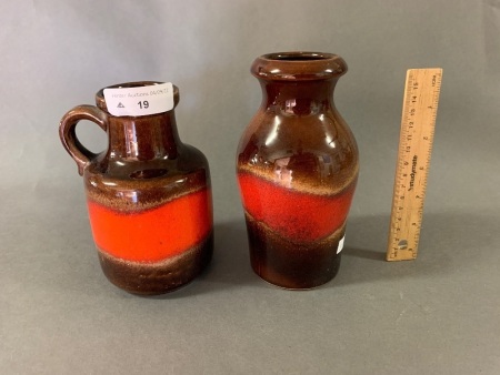 Pair of Mid Century W.German Lava Glazed Vases