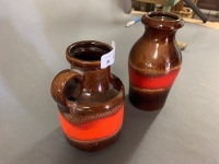 Pair of Mid Century W.German Lava Glazed Vases - 2