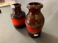 Pair of Mid Century W.German Lava Glazed Vases - 3