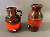 Pair of Mid Century W.German Lava Glazed Vases - 4