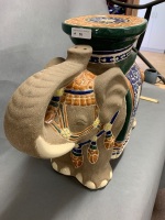 Large Ceramic Elephant Stand/Stool - 3