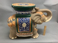 Large Ceramic Elephant Stand/Stool - 4