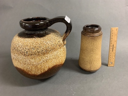 Two Mid Century W.German Brown Glazed Vases