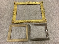 Large Gilt Frame + 2 Vintage Pressed Timber Frames