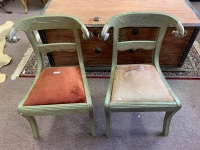 Pair of Anglo Indian Metal Wrapped Ramshead Dowry Chairs