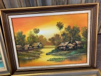 Asstd Lot of 6 Framed and Signed Original Oils on Canvas of Asian Scenes - 4