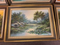 Asstd Lot of 6 Framed and Signed Original Oils on Canvas of Asian Scenes - 6