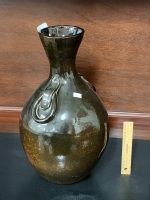 Large Glazed Art Pottery Stirrup Vase - 2