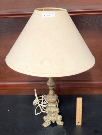 Vintage Solid Brass Table Lamp with Shade