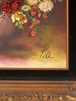 Large Gilt Framed Signed Floral Oil Painting - 2