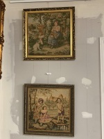 2 Vintage Gilt Framed Tapestries