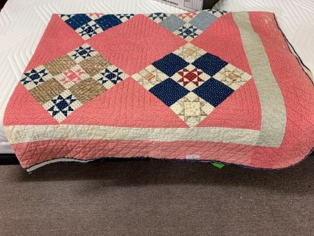 Vintage Patchwork Quilt in Pinks and Blues - As Is